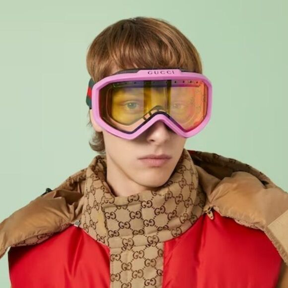 NEW Gucci GG1210S 004 Pink Yellow GG Infrared Logo ZEISS Ski Mask Unisex - Picture 6 of 13